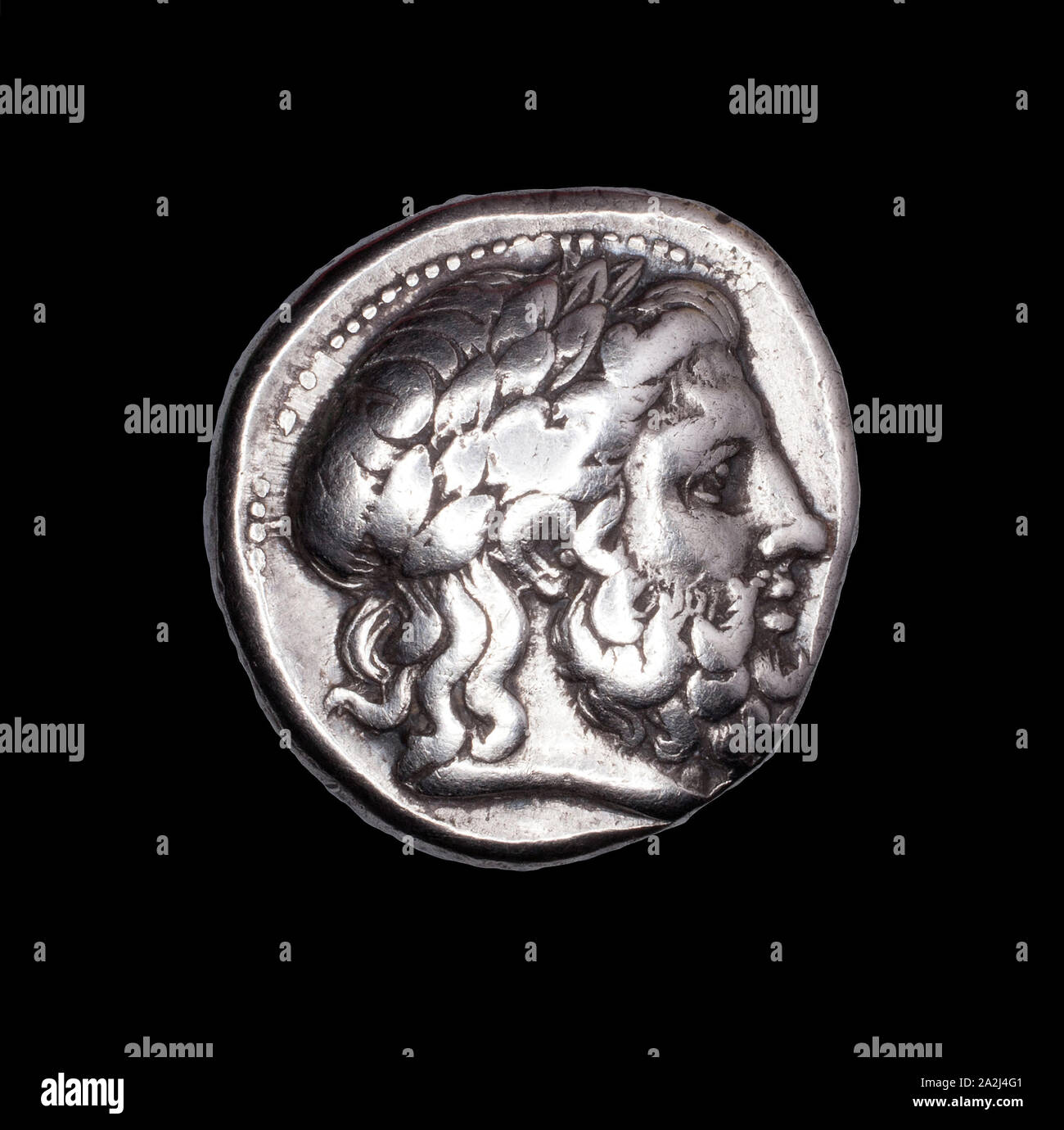 Tetradrachm (moneta) raffigurante il dio Zeus, 359/336 BC, greco, Neapolis, argento, Diam. 2,5 cm, 14.15 g Foto Stock