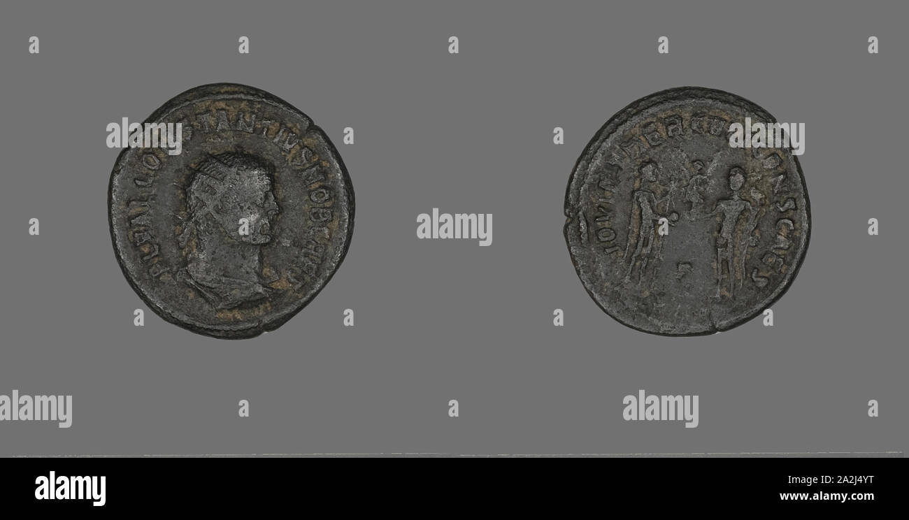 Moneta raffigurante l'imperatore Costanzo I, annuncio 293/305, Romano, Impero Romano, bronzo, Diam. 2.2 cm, 3,92 g Foto Stock
