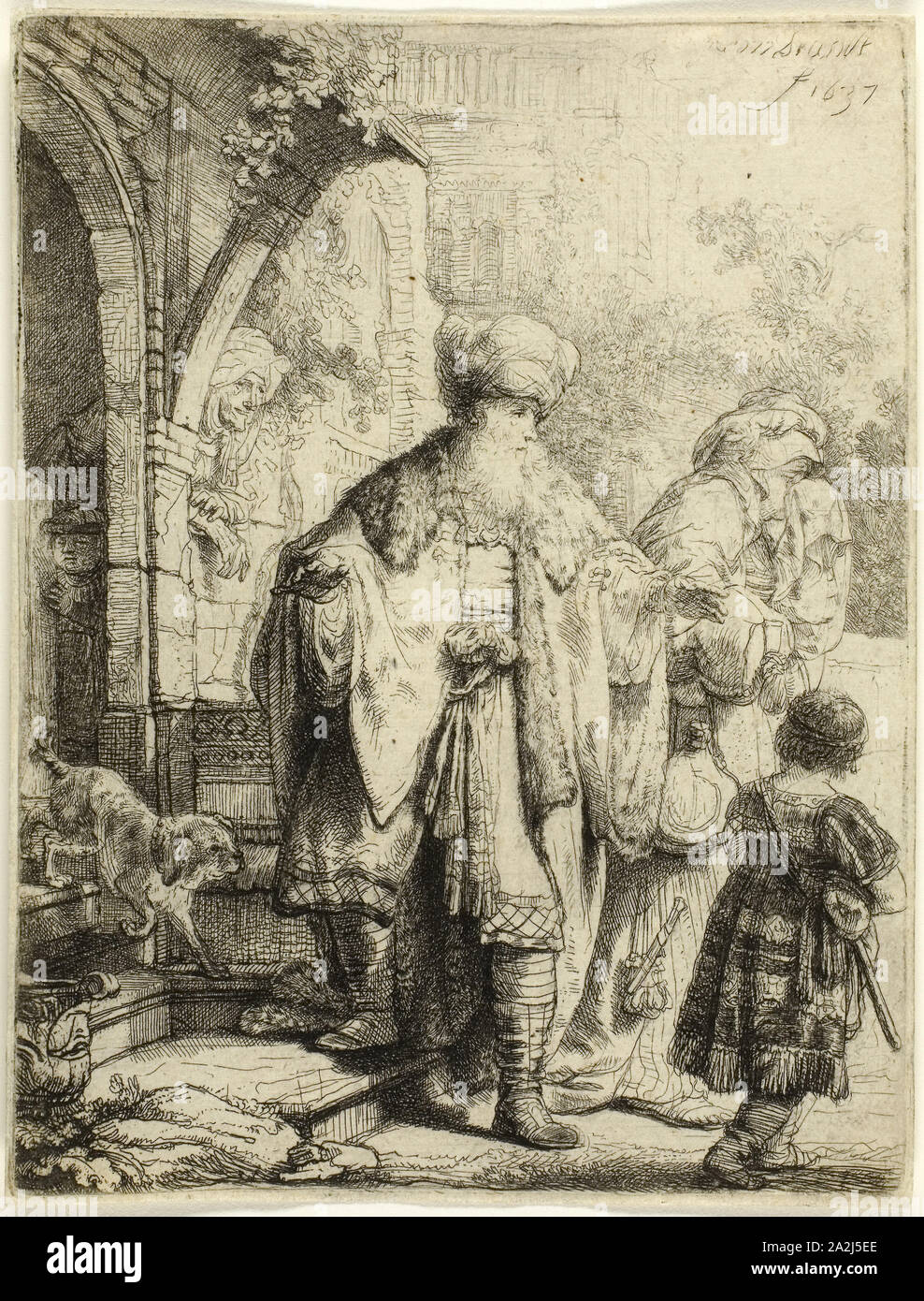 Abramo gettata agar e Ismaele, 1637, Rembrandt van Rijn, Olandese, 1606-1669, Olanda, incisione su carta, 127 x 96 mm (l'immagine/piastra), 129 x 98 mm (foglio Foto Stock