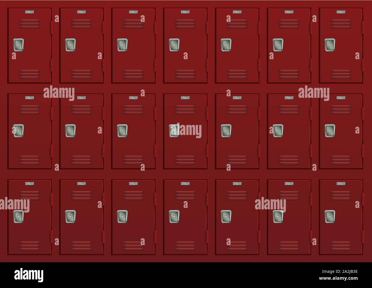 Armadietti di rosso. In palestra o arredo scolastico Illustrazione Vettoriale