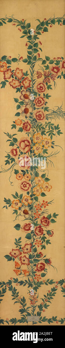 Pannello, del xix secolo, eventualmente uniti, dipinte e carta stampata, 240.7 x 54,6 cm (94 3/4 x 21 1/2 in Foto Stock