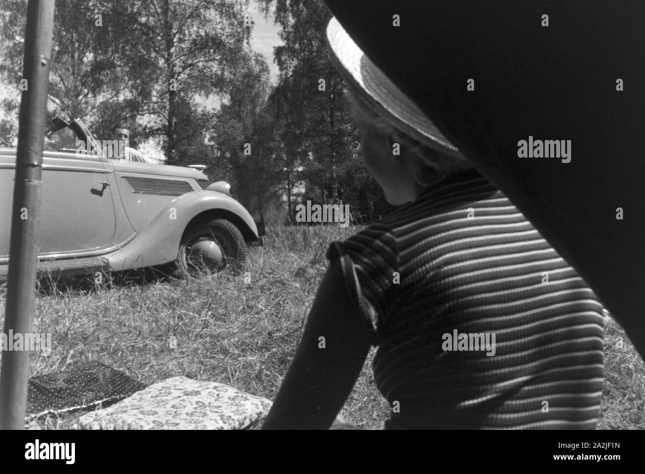 Campingurlaub bei Marbach an der Naab, Deutsches Reich 1930er Jahre. Campeggio vicino a Marbach a Naab, Germania 1930. Foto Stock