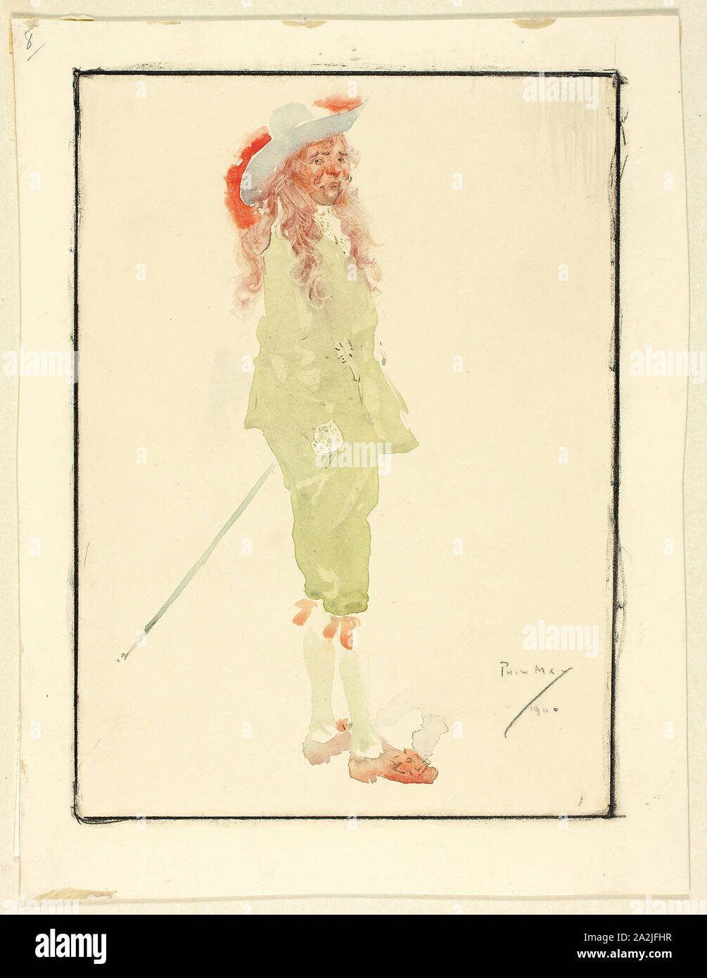 Un Cavalier, 1900, Philipp William può, Inglese, 1864-1903, Inghilterra, acquerello su carta velina crema bordo, 212 × 160 mm Foto Stock