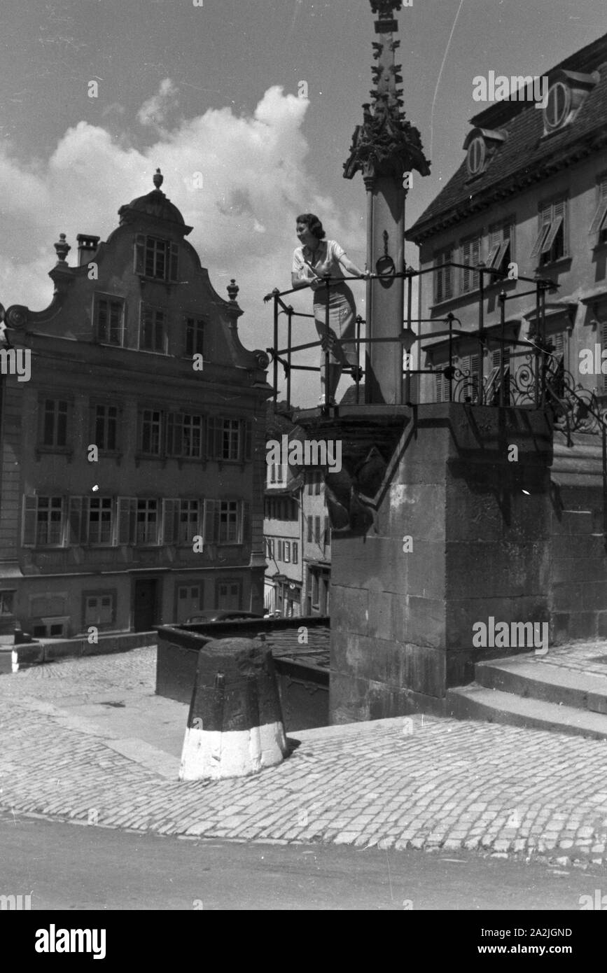 Ein Ausflug nach Schwäbisch-Hall, Deutsches Reich 1930er Jahre. Un viaggio a Schwäbisch-Hall, Germania 1930s. Foto Stock