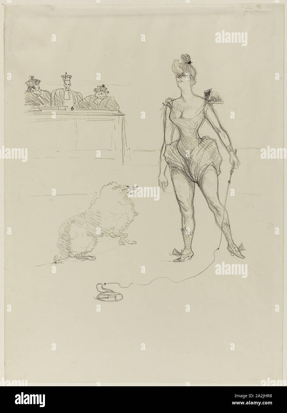 Il Animal-Tamer dinanzi al Tribunal, 1899, Henri de Toulouse-Lautrec, Francese, 1864-1901, Francia, litografia sul crema carta intessuta, 248 × 243 mm (nell'immagine), 379.5 × 280,5 mm (foglio Foto Stock