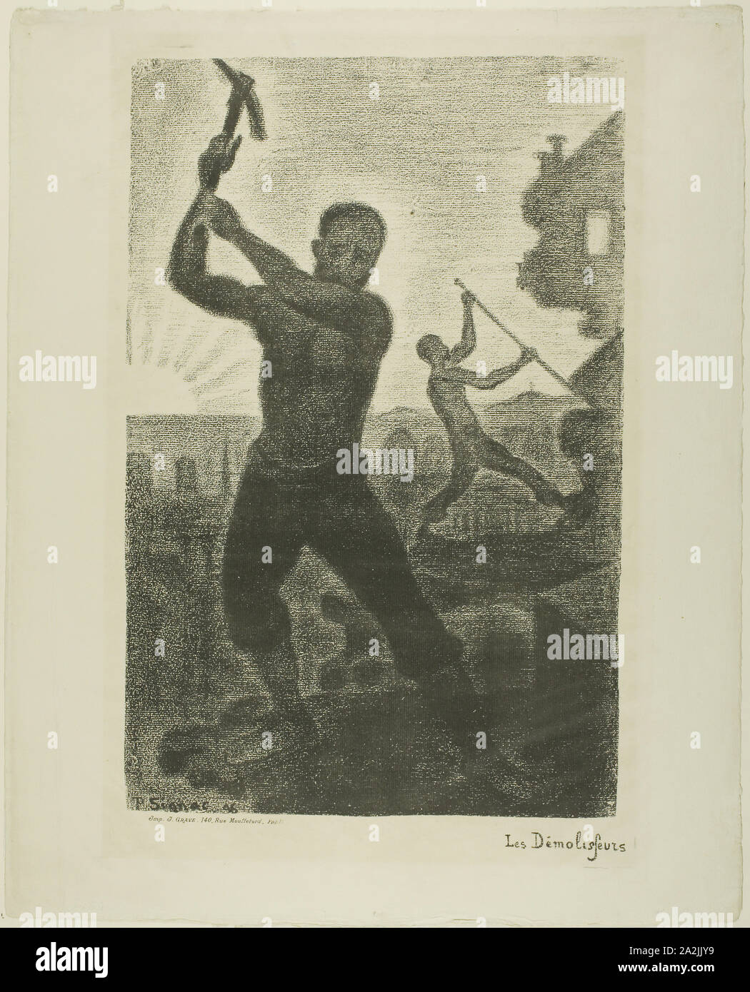 La Wreckers, 1896, Paul Signac (Francese, 1863-1935), stampato da Jean Grave (francese, 19th del XX secolo), Francia, litografia in bianco e nero in avorio carta vergata, 470 × 305 mm (nell'immagine), 567 × 455 mm (foglio Foto Stock