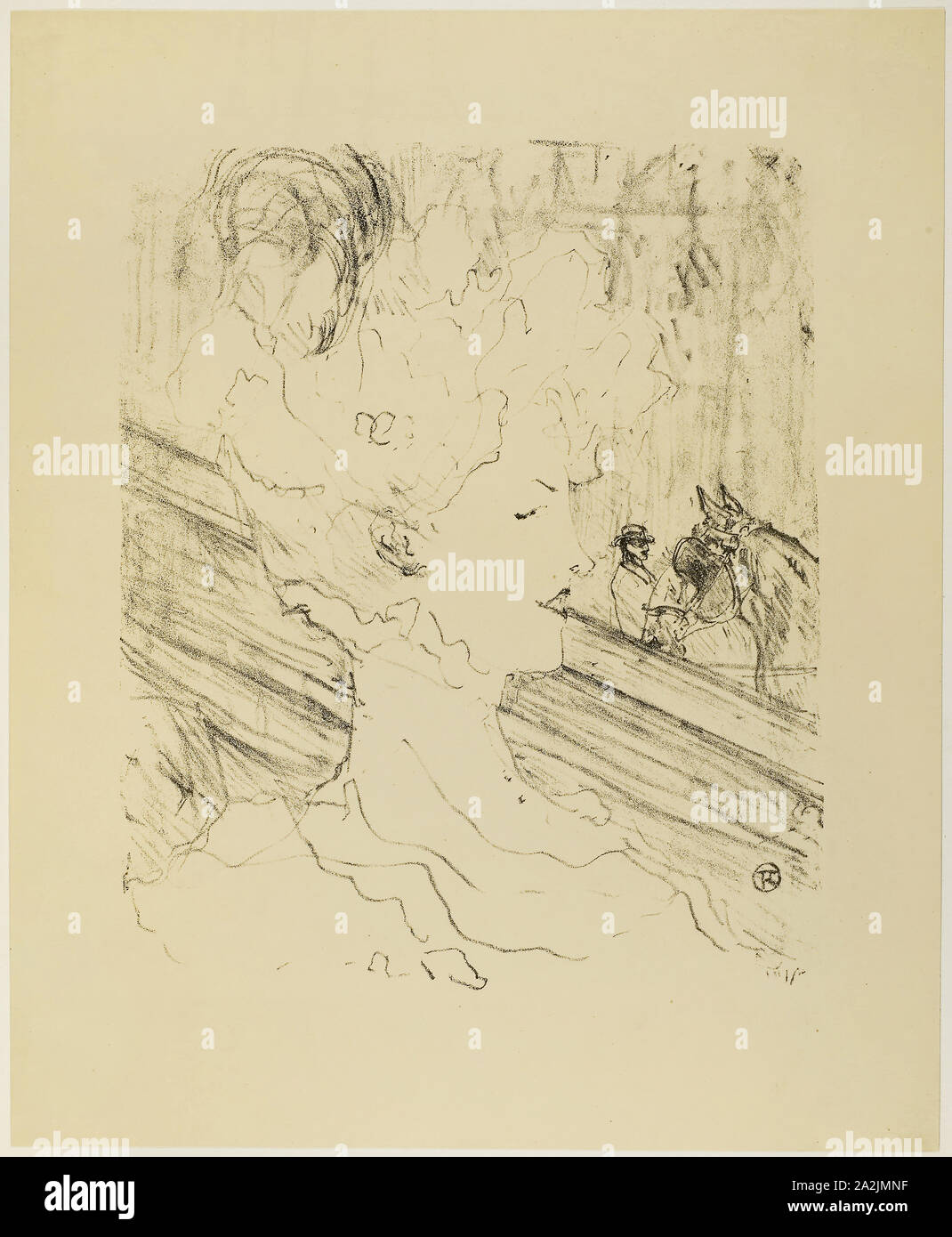 Emilienne d'Alençon, da Treize litografie, 1898, pubblicati prima del 1906, Henri de Toulouse-Lautrec, Francese, 1864-1901, Francia, litografia sul crema carta intessuta, 292 × 243 mm (nell'immagine), 392 × 321 mm (foglio Foto Stock