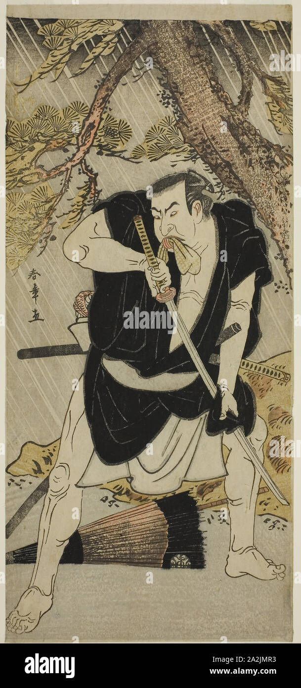 L'attore Nakamura Nakazo I come Ono Sadakuro nel gioco Kanadehon Chushingura, eseguita presso il Teatro Ichimura nel sesto mese, 1783, c. 1783, Katsukawa Shunsho 勝川 春章, Giapponese, 1726-1792, Giappone, Color woodblock stampa, hosoban, 32,1 x 14,4 cm (12 5/8 x 5 11/16 in Foto Stock L'attore Nakamura Nakazo I come Ono Sadakuro nel gioco Kanadehon Chushingura, eseguita presso il Teatro Ichimura nel sesto mese, 1783, c. 1783, Katsukawa Shunsho 勝川 春章, Giapponese, 1726-1792, Giappone, Color woodblock stampa, hosoban, 32,1 x 14,4 cm (12 5/8 x 5 11/16 in Foto Stock