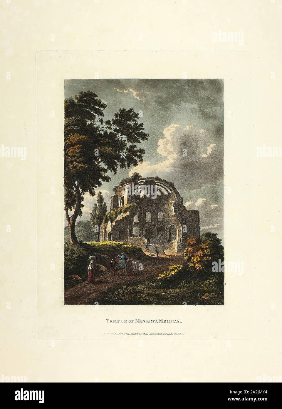 Tempio di Minerva Medica, piastra venticinque dalle rovine della Roma, pubblicata il 20 febbraio 1798, M. Dubourg, (Inglese, active 1786-1838), pubblicato da J. Merigot (italiano, sconosciuto), Inghilterra, colorate a mano la puntasecca su carta, 448 × 330 mm (foglio Foto Stock