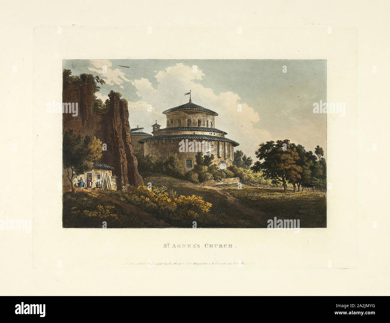 Santa Agnese la Chiesa, piastra otto dalle rovine della Roma, pubblicato il 4 agosto 1796, M. Dubourg, (Inglese, active 1786-1838), pubblicato da J. Merigot (italiano, sconosciuto), Inghilterra, colorate a mano la puntasecca su carta, 330 × 448 mm (foglio Foto Stock