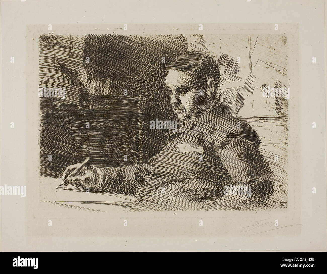 Avvocato Wade, 1890, Anders Zorn, Svedese, 1860-1920, Svezia, incisione su avorio carta vergata, 216 x 305 mm (nell'immagine), 230 x 319 mm (piastra), 309 x 398 mm (foglio Foto Stock