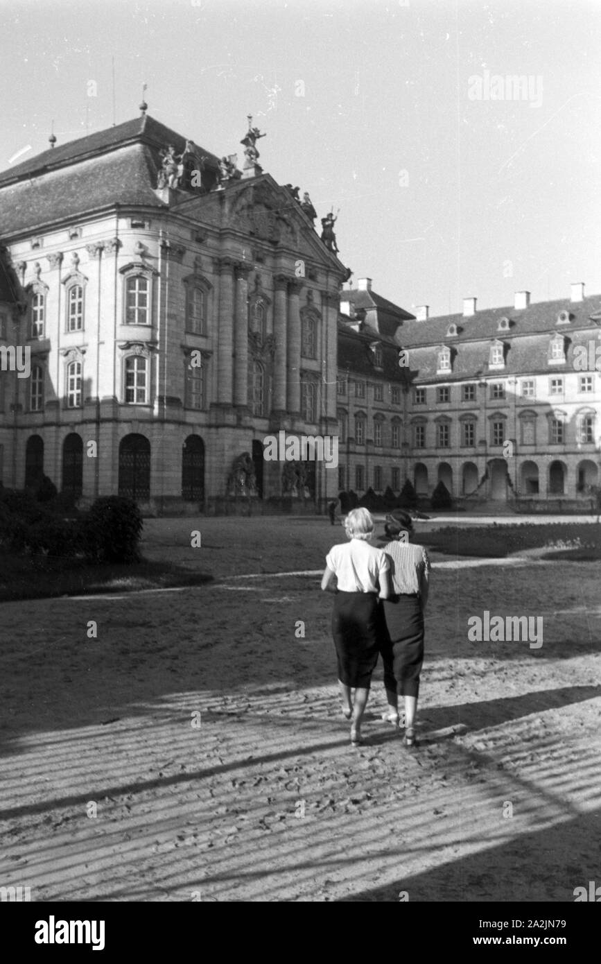 Eine Reise nach Zum Schloss Weißenstein in Pommersfeld, Deutsches Reich 1930er Jahre. Un viaggio a Weissenstein Palace di Pommersfeld, Germania 1930s. Foto Stock