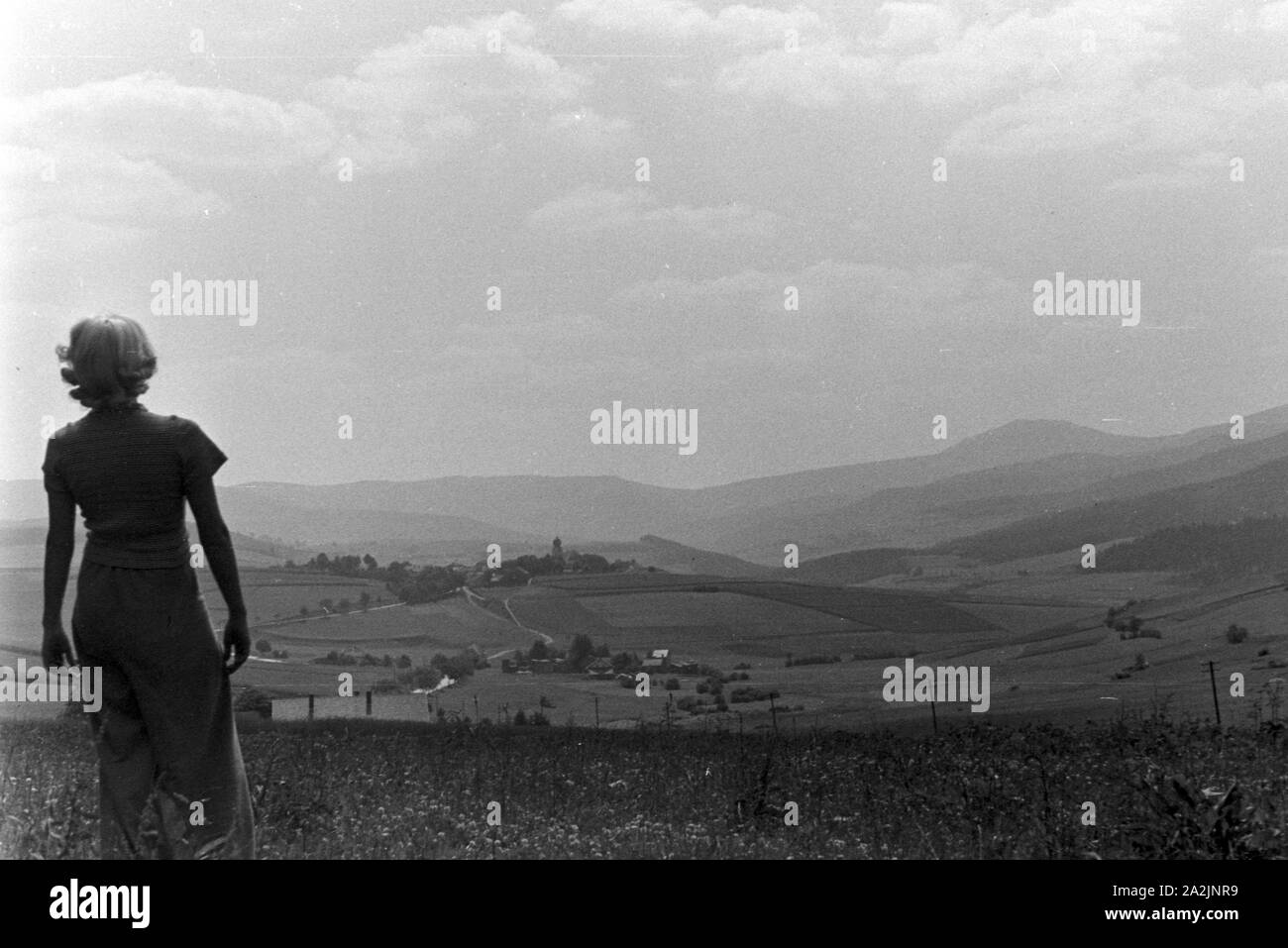 Erholung im Böhmerwald, Deutsches Reich 1930er Jahre. Recupero nella foresta Boema, Germania 1930s. Foto Stock