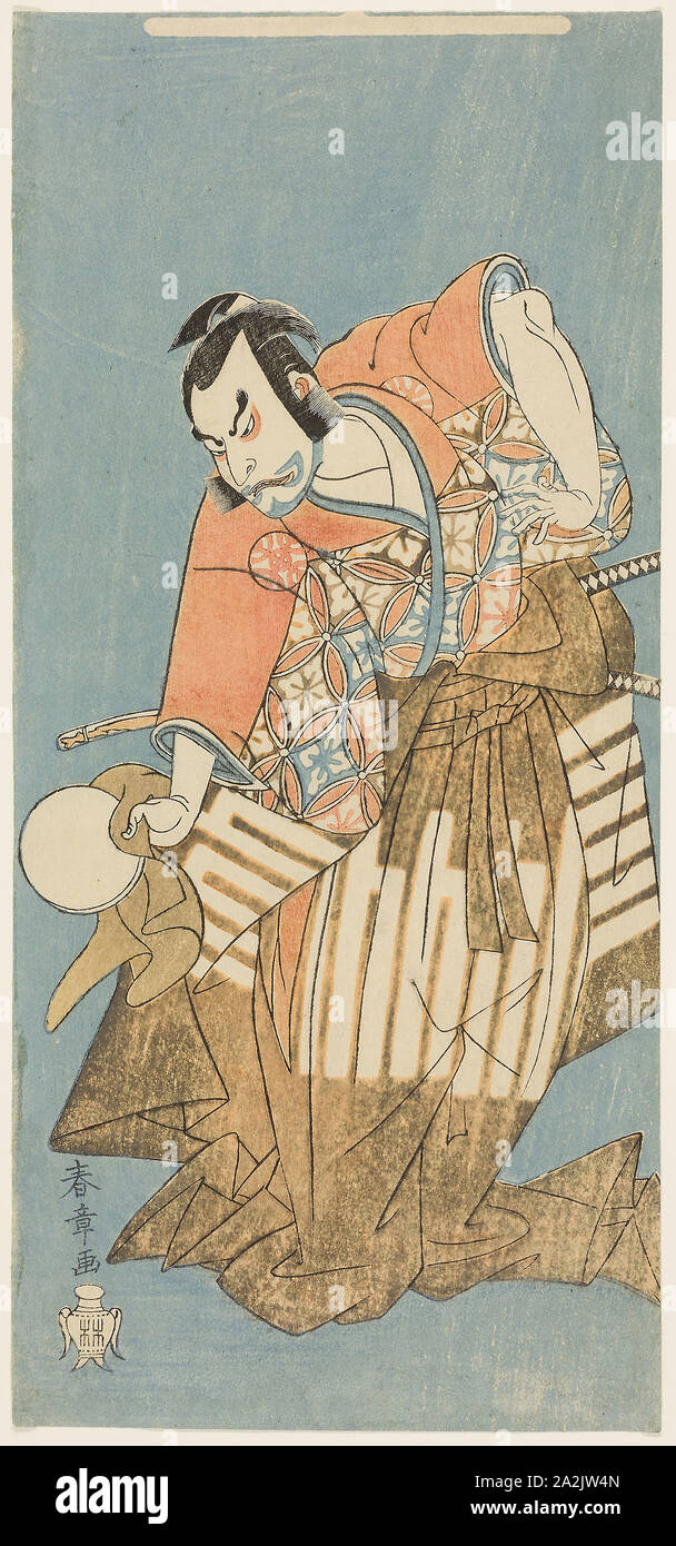 L'attore Nakamura Nakazo I come Osada no Taro nel gioco o Ima Sakari Suehiro Genji (il clan dei Genji ora al suo zenith), c. 1768, Katsukawa Shunsho 勝川 春章, Giapponese, 1726-1792, Giappone, Color woodblock stampa, hosoban, 30,5 x 14,4 cm (12 x 5 11/16 in Foto Stock L'attore Nakamura Nakazo I come Osada no Taro nel gioco o Ima Sakari Suehiro Genji (il clan dei Genji ora al suo zenith), c. 1768, Katsukawa Shunsho 勝川 春章, Giapponese, 1726-1792, Giappone, Color woodblock stampa, hosoban, 30,5 x 14,4 cm (12 x 5 11/16 in Foto Stock