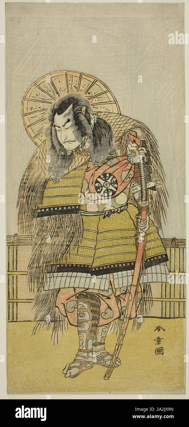 L'attore Nakamura Nakazo I come Takechi Jubei Mitsuhide nel gioco Shusse Taiheiki, eseguita presso il Teatro Nakamura nell'ottavo mese, 1775, c. 1775, Katsukawa Shunsho 勝川 春章, Giapponese, 1726-1792, Giappone, Color woodblock stampa, hosoban, 32,7 x 15 cm (12 7/8 x 5 7/8 in Foto Stock L'attore Nakamura Nakazo I come Takechi Jubei Mitsuhide nel gioco Shusse Taiheiki, eseguita presso il Teatro Nakamura nell'ottavo mese, 1775, c. 1775, Katsukawa Shunsho 勝川 春章, Giapponese, 1726-1792, Giappone, Color woodblock stampa, hosoban, 32,7 x 15 cm (12 7/8 x 5 7/8 in Foto Stock