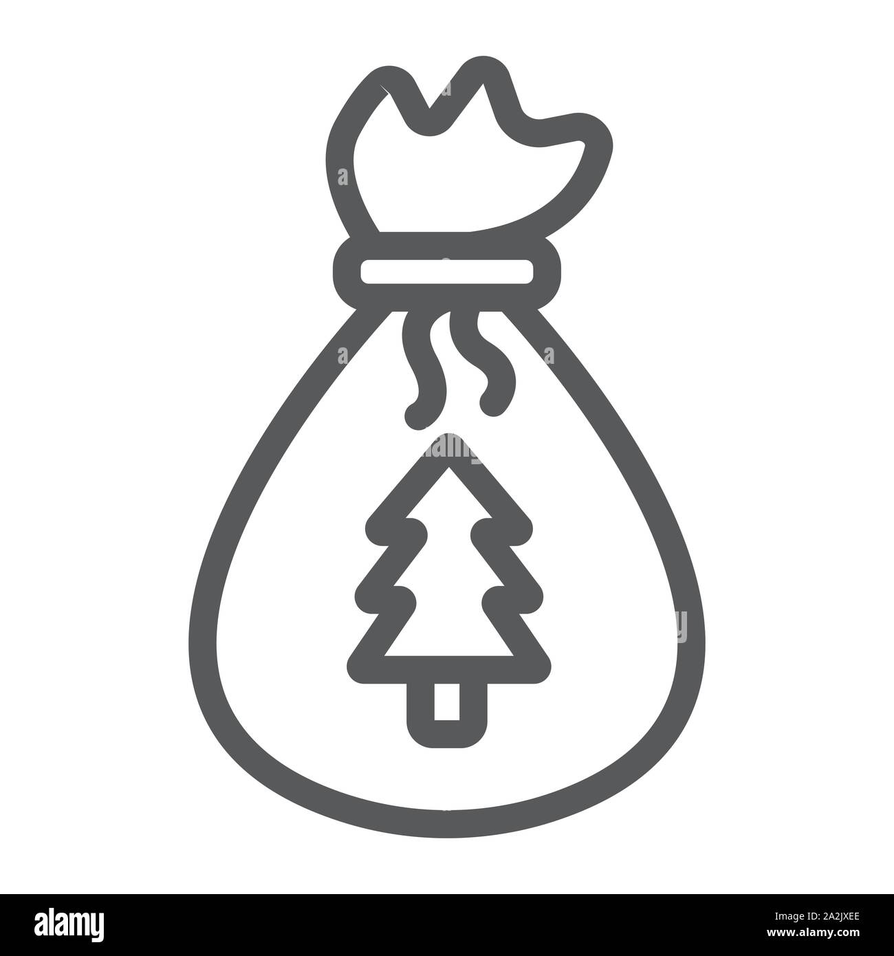 Babbo Natale borsa icona linea, Natale e regali di Natale, segno del sacco, grafica vettoriale un modello lineare su uno sfondo bianco. Illustrazione Vettoriale