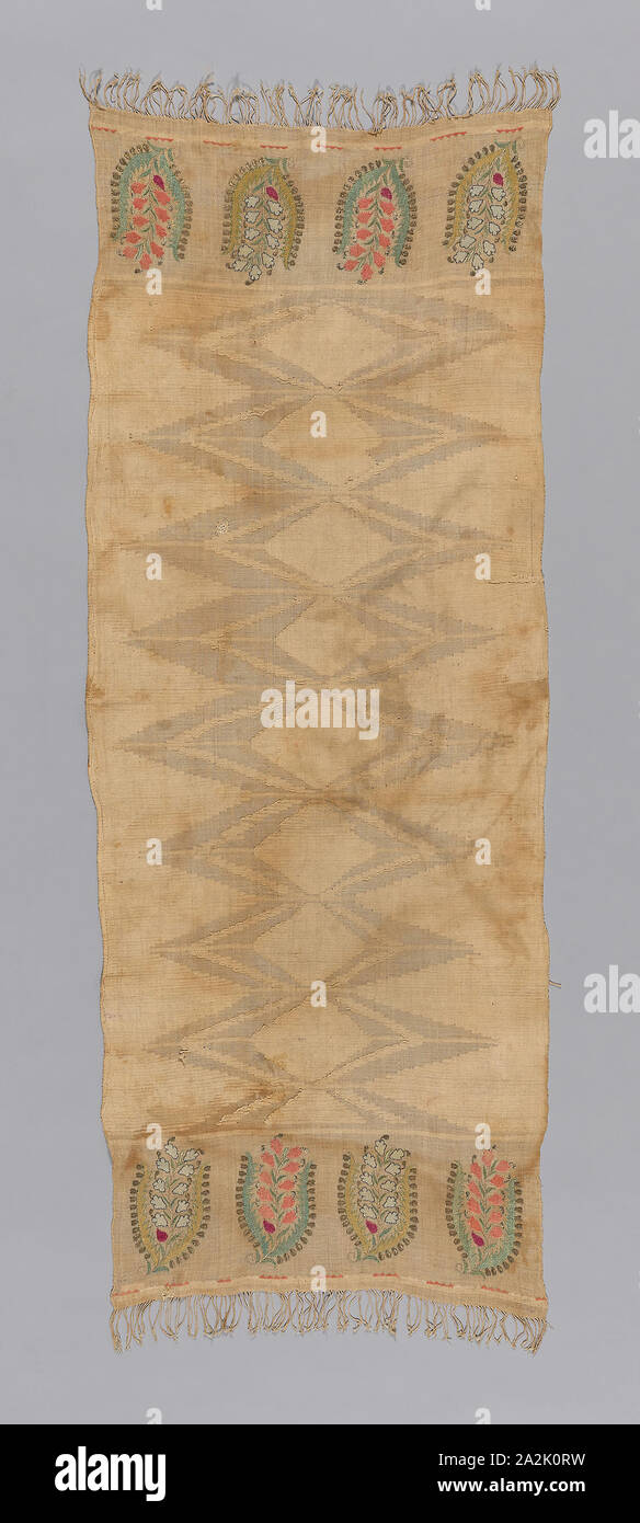 Asciugamano, secolo XIX, Turchia, Turchia, ricamati, 127 x 46 cm (50 x 18 1/8 in Foto Stock