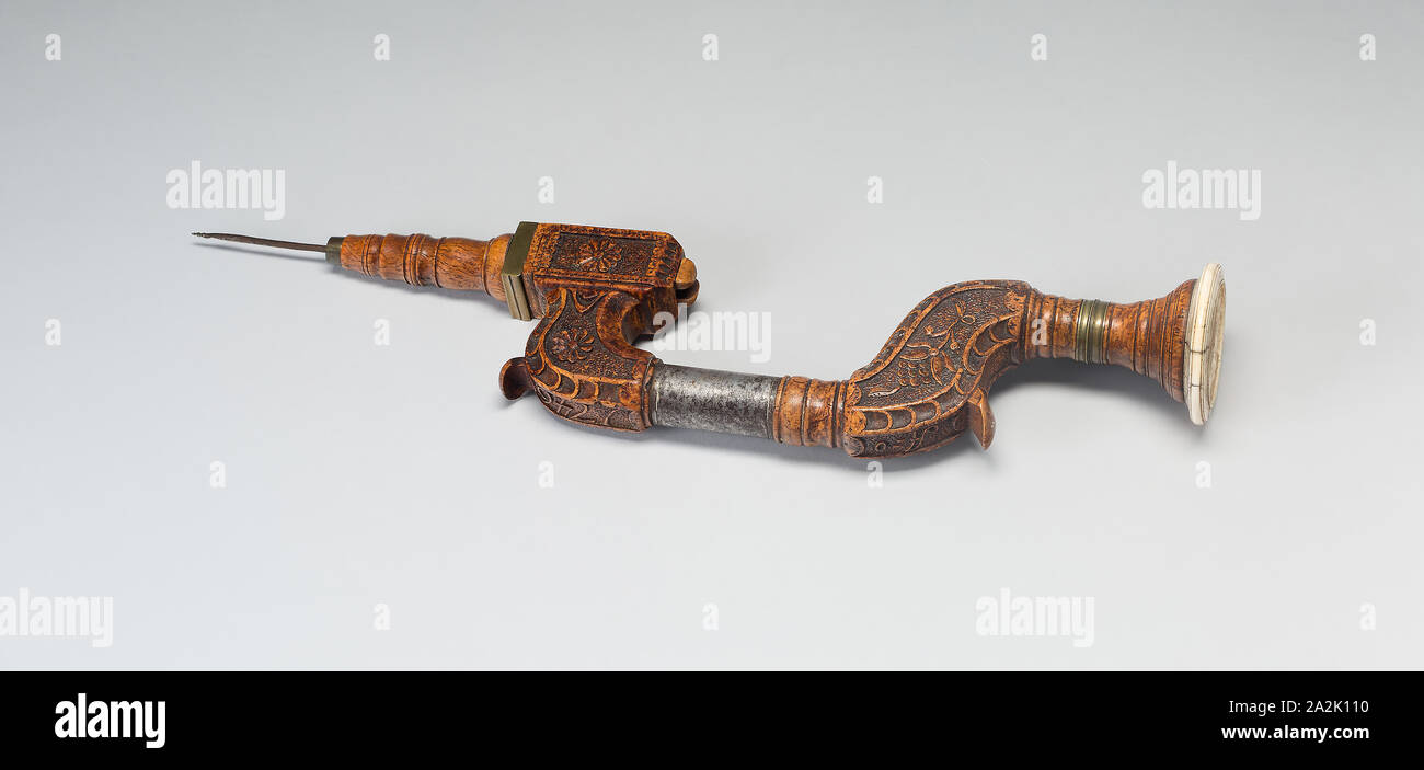 Borer, 1746, Germania, legno, ottone, avorio, L. 42,6 cm (16 3/4 in Foto Stock