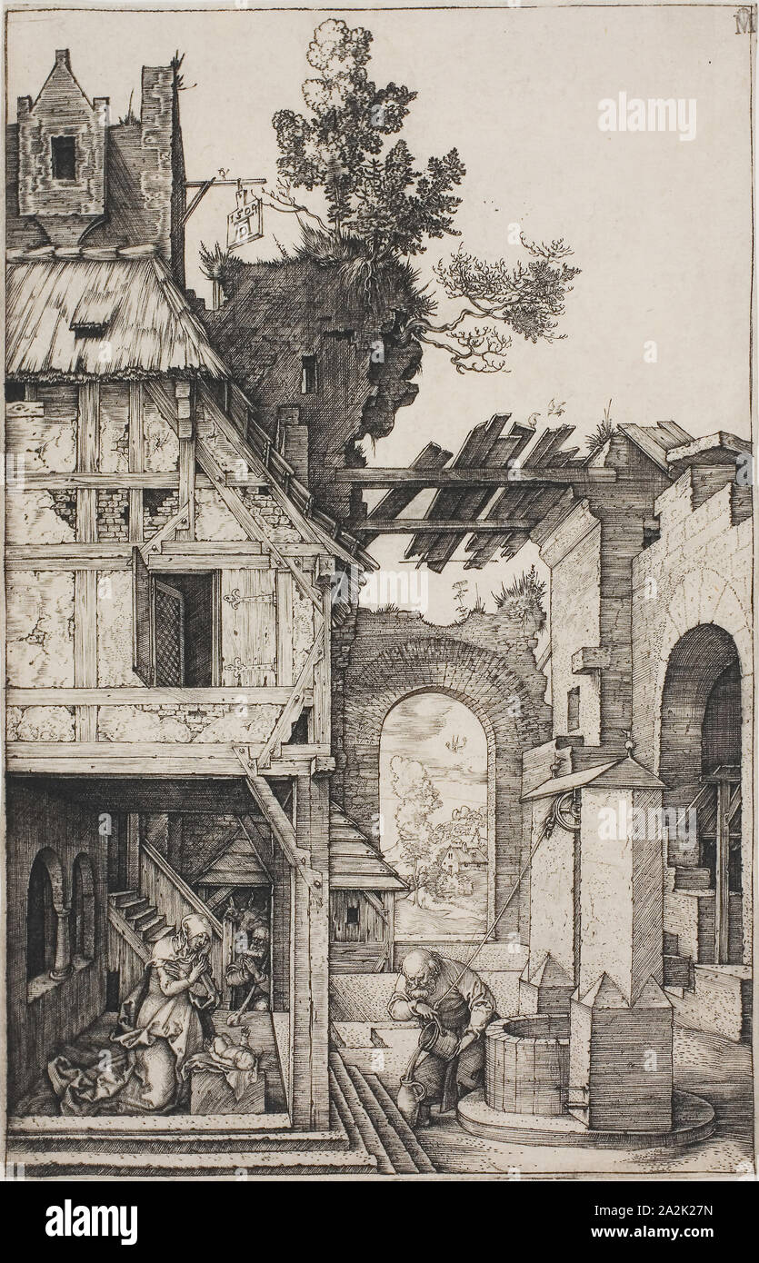 Natività, 1504, Albrecht Dürer, Tedesco, 1471-1528, Germania, incisione in nero su avorio carta vergata, 184 × 118 mm (nell'immagine), 185 × 119 mm (foglio Foto Stock