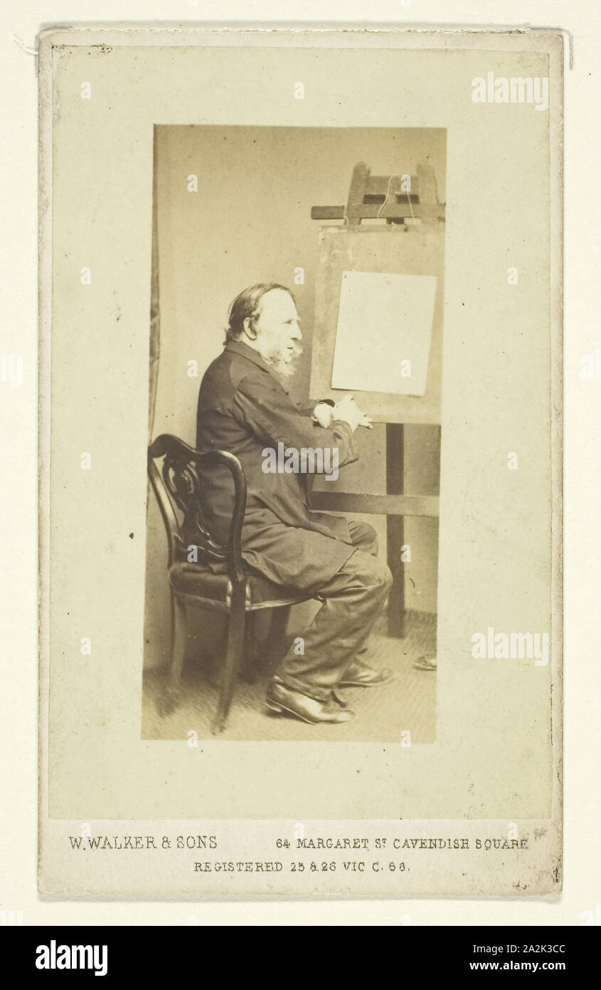 George Cruikshank, 1860/69, W. Walker & Sons, inglese, attivo 1860s, Inghilterra, albume stampa (carte-de-visite), 7,2 × 3,5 cm (nell'immagine), 9,1 × 5,9 cm (carta), 10.2 × 6,2 cm (scheda Foto Stock