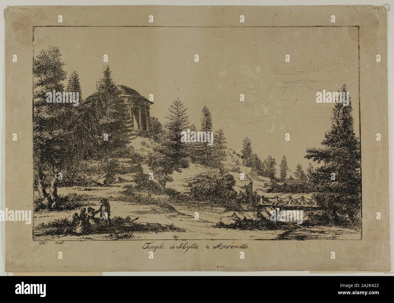 Tempio della Sibilla in Méréville, 1817, Dominique-Vivant Denon, Francese, 1747-1825, Francia, litografia in bianco e nero in tan carta intessuta, 219 × 334 mm (nell'immagine), 271 × 390 mm (foglio Foto Stock