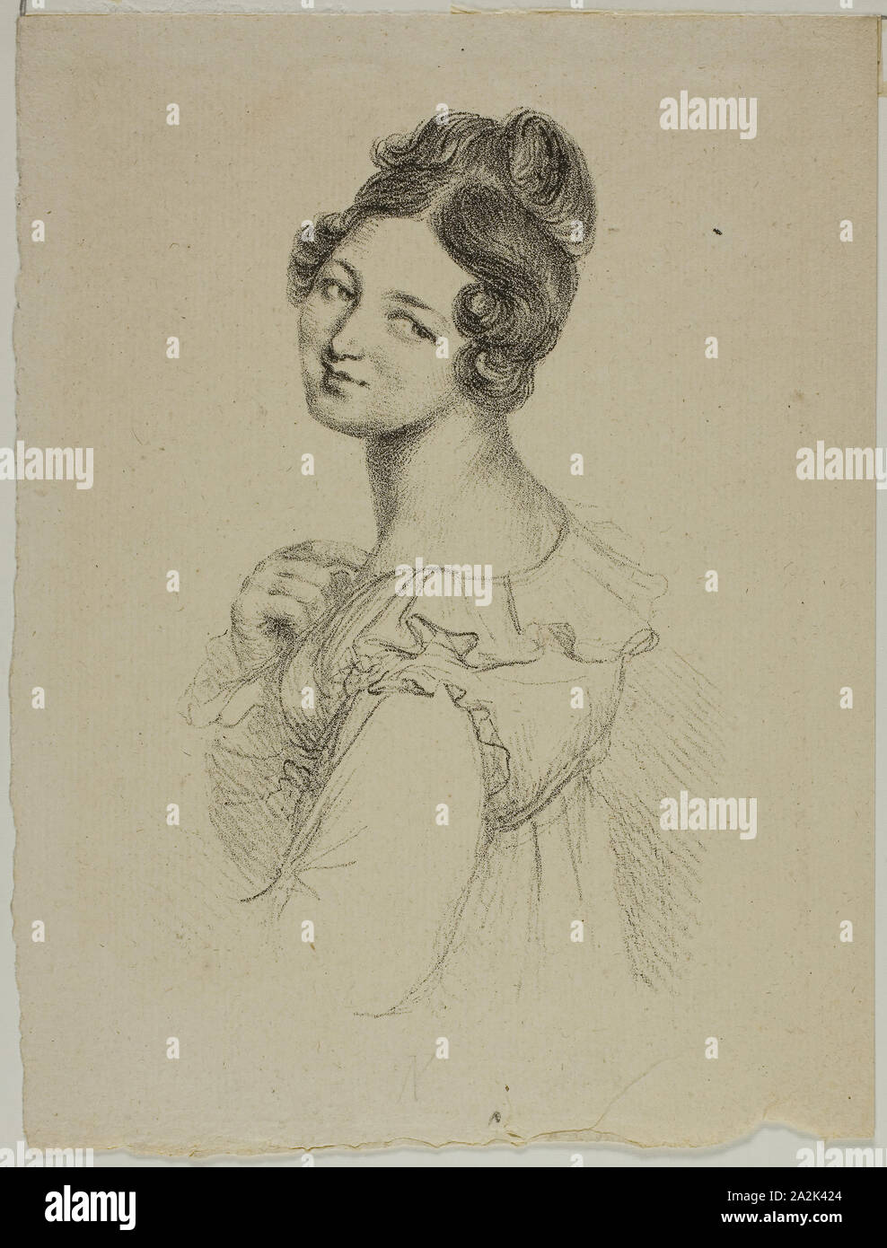 Ritratto di Madame Giacomelli, 1817-20, Dominique-Vivant Denon, Francese, 1747-1825, Francia, litografia in bianco e nero in buff carta vergata, 179 × 110 mm (nell'immagine), 226 × 171 mm (foglio Foto Stock