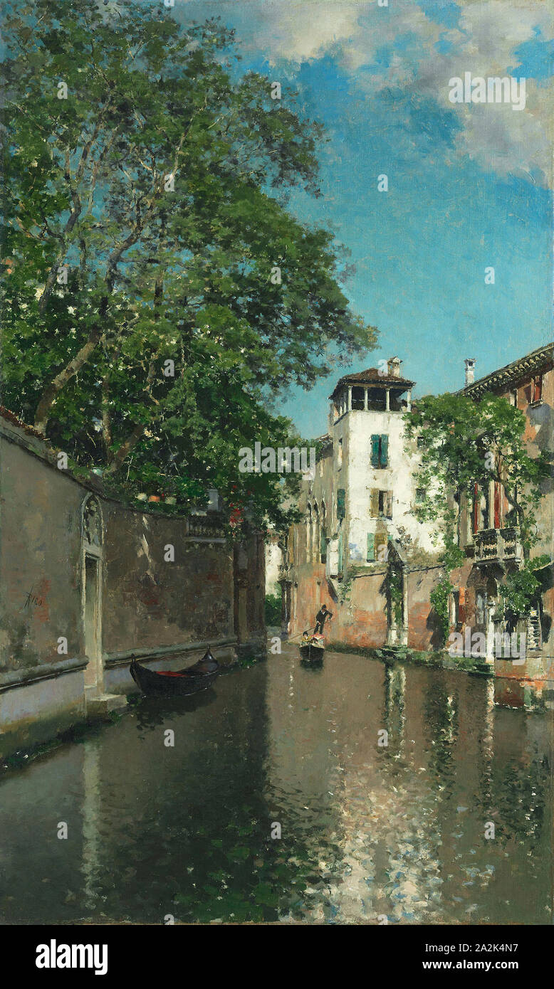 Canale di Venezia, 1880, Martin Rico y Ortega, Spagnolo, 1833-1908, Spagna, olio su tela, 29 3/4 x 18 in. (76,2 x 46,2 cm Foto Stock