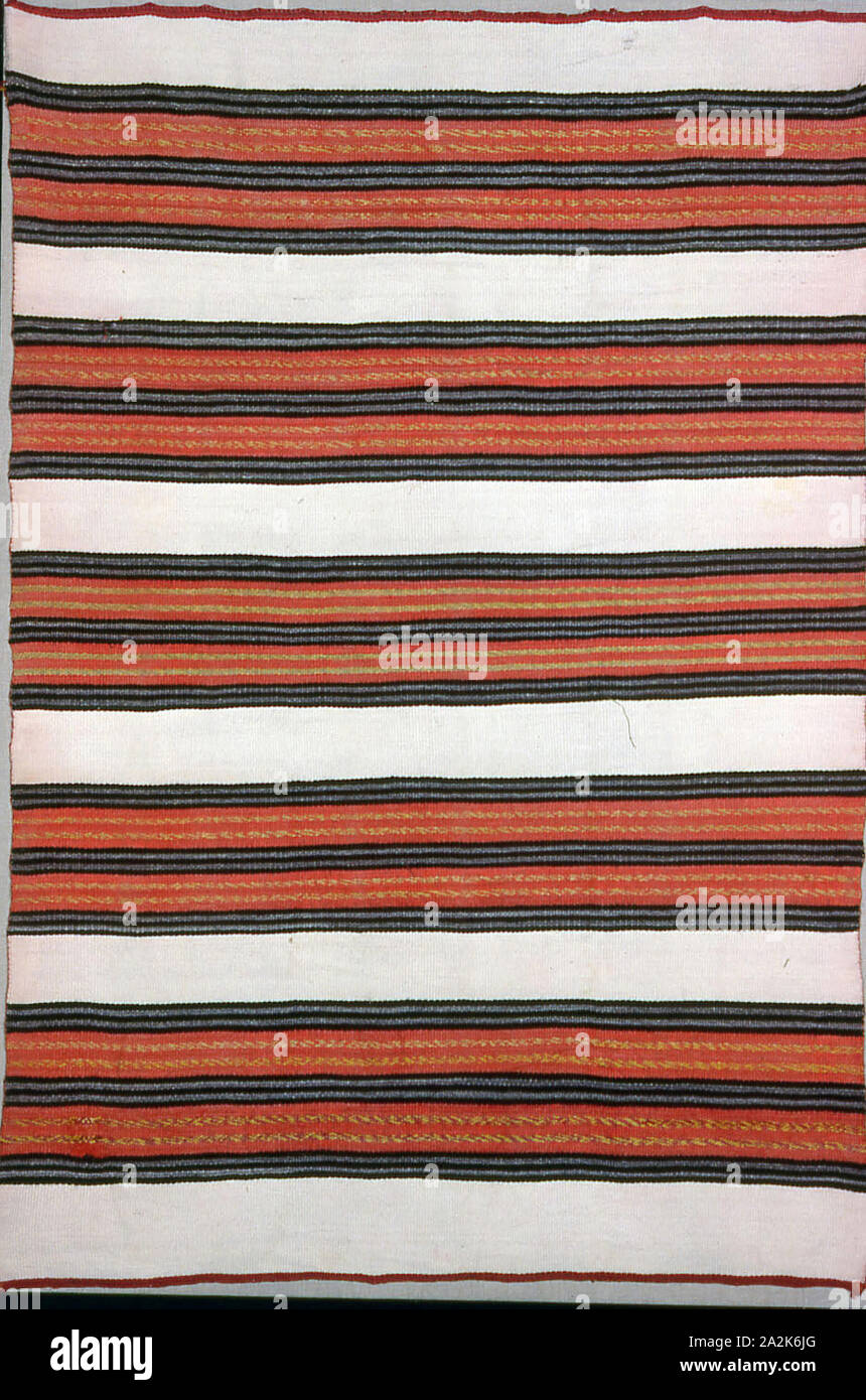 Blanket, 1851/1900, probabilmente Pueblo indiani, Nord America, Sud-ovest e sud-ovest, lana, trama-fronte, banda di trama ad armatura a tela, intrecciati cimosse, voce e finitura, 206.8 x 142,5 cm (81 3/8 x 56 1/8 in Foto Stock