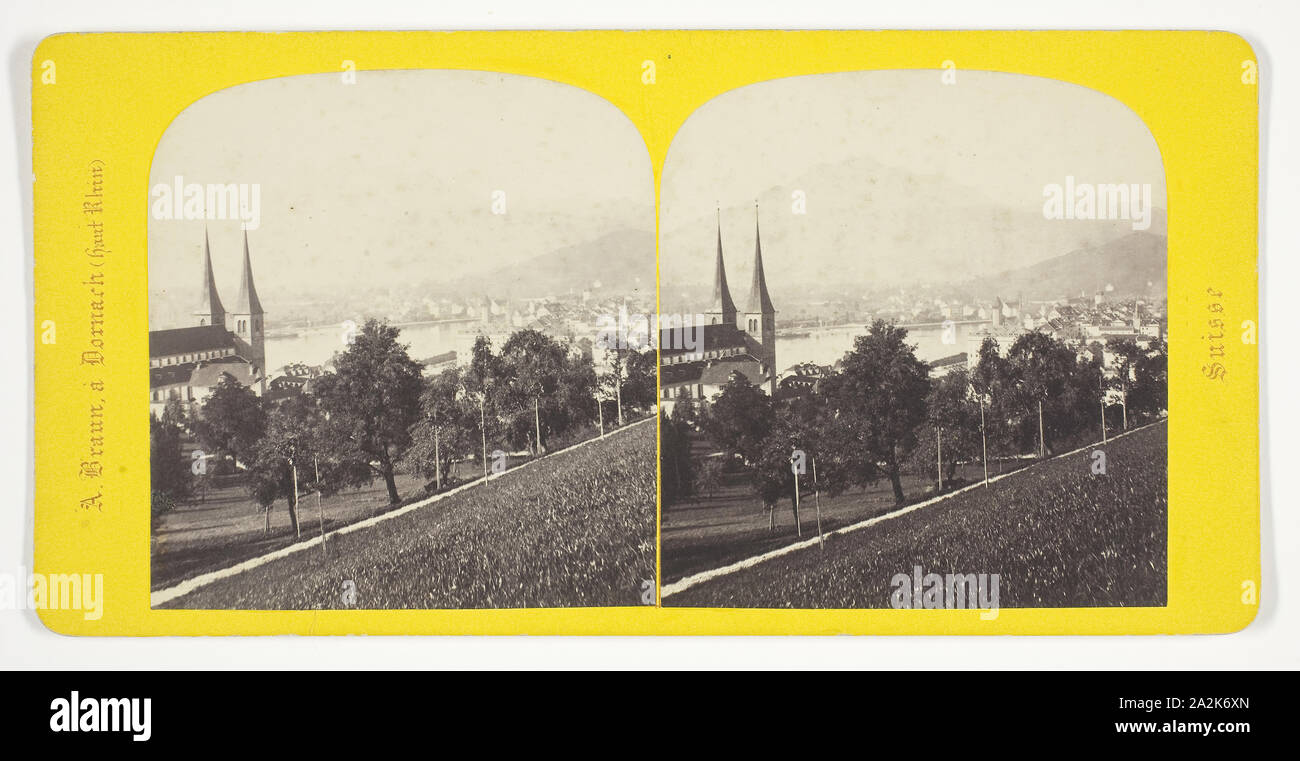 Lucerna, 1850/77, A. Braun, francese, 1811-1877, Francia, albume stampa, stereo, dalla serie 'Suisse Foto Stock