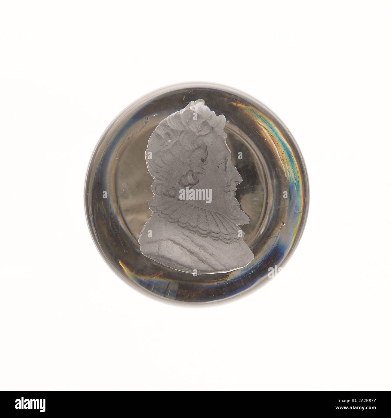 Fermacarte, c. 1846-55, americano, Stati Uniti, vetro, Diam. 5.4 cm (2 1/8 in Foto Stock