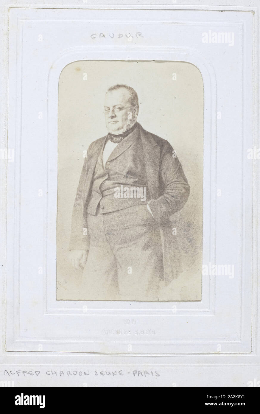 Camillo Benso Conte di Cavour, 1860-69, Alfred Chardon Jeune, Francese, 1830-1897, Parigi, albume stampa, 8,4 × 5,5 cm (immagine/carta), 10.1 × 6,2 cm (mount Foto Stock