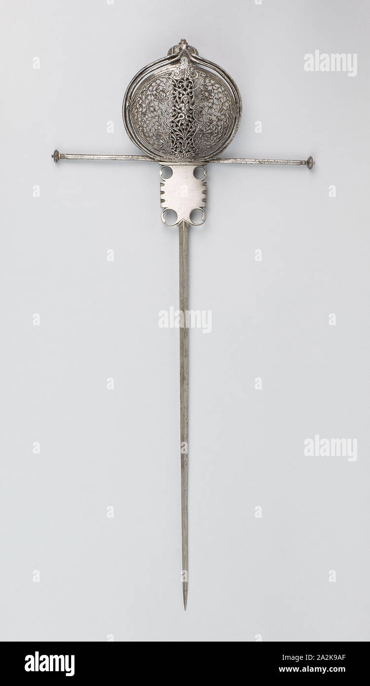 Parrying pugnale, 1650/1675, spagnolo o italiano del Sud, Spagna, acciaio, ferro e legno, L. 58 cm (22 7/8 in Foto Stock