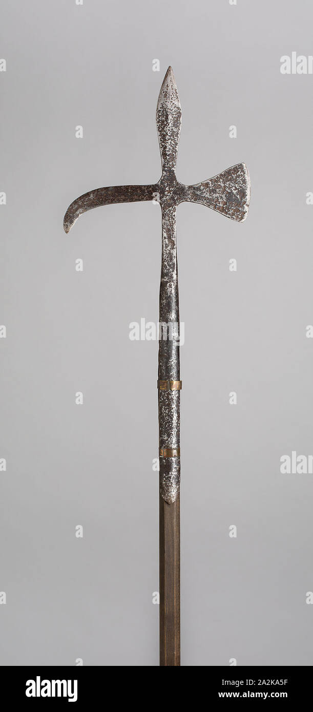 Poleax, secolo XIX in tardo stile medievale, Europeo, Europa, acciaio e legno Foto Stock