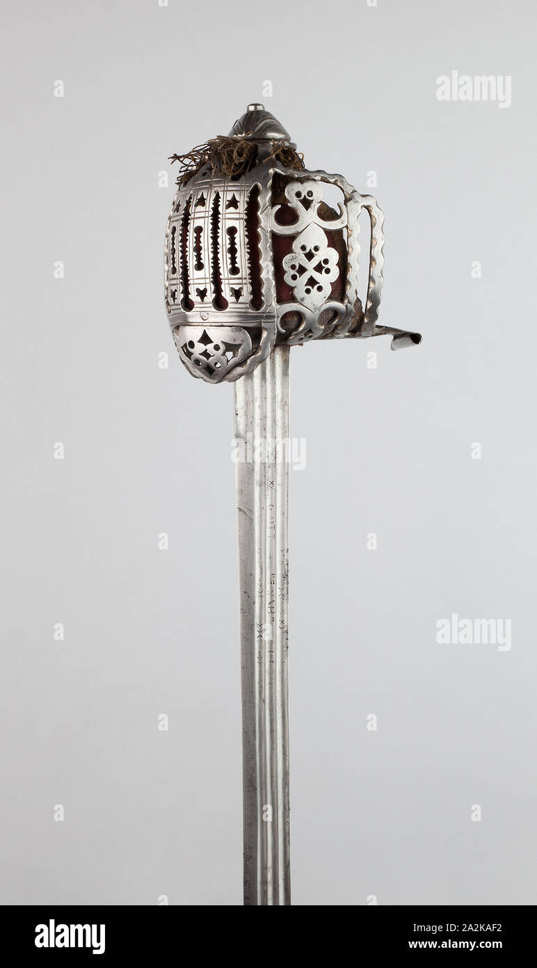 Broadsword Basket-Hilted, c. 1780, scozzese, Scozia, acciaio, complessivamente L. 99 cm (39 3/16 in Foto Stock