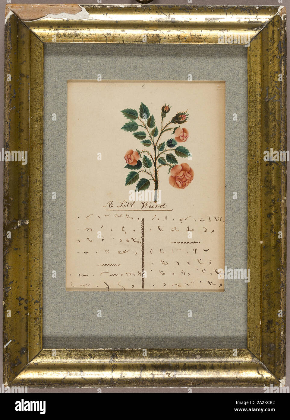 Lit'l Word (Valentino), n.d., artista sconosciuto, americano o inglese del XIX secolo, Stati Uniti, acquarello e penna e inchiostro bruno su carta avorio, 111 x 83 mm (vista Foto Stock