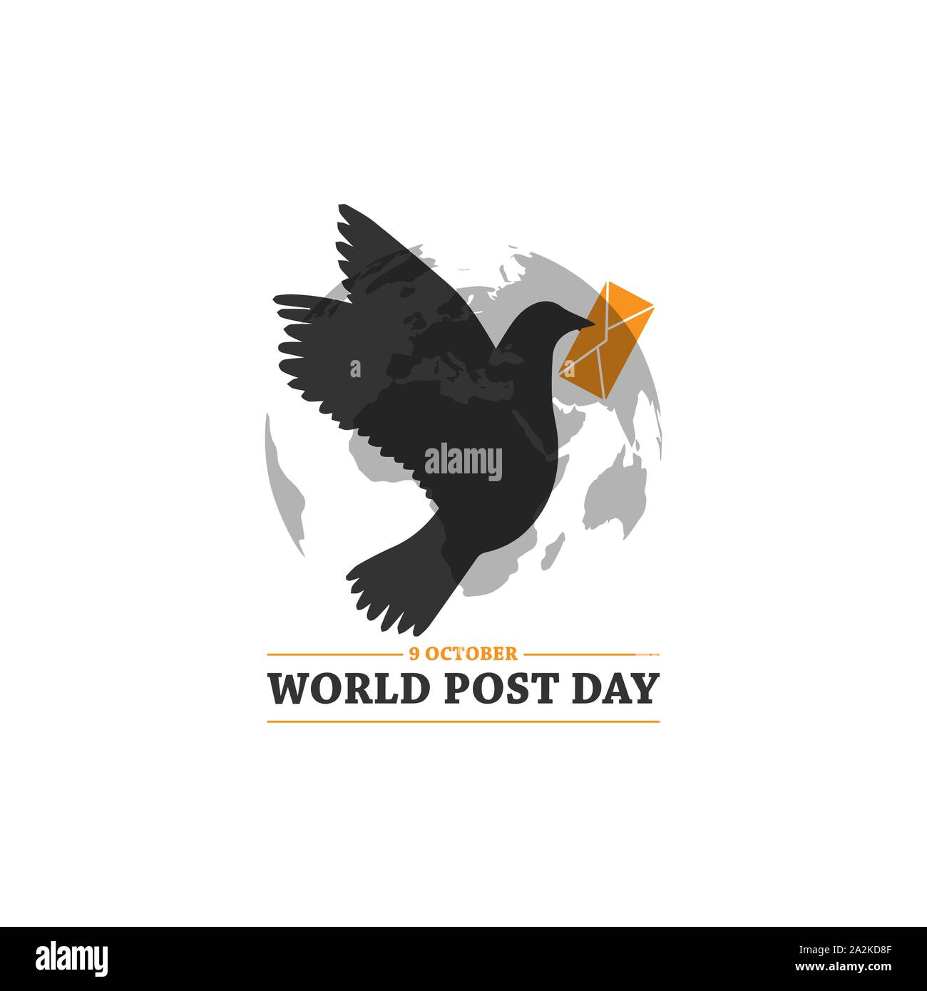 Il 9 ottobre Giornata mondiale della posta vettore immagine design. Giornata mondiale della posta con post bird azienda mail vettore di immagine Illustrazione Vettoriale