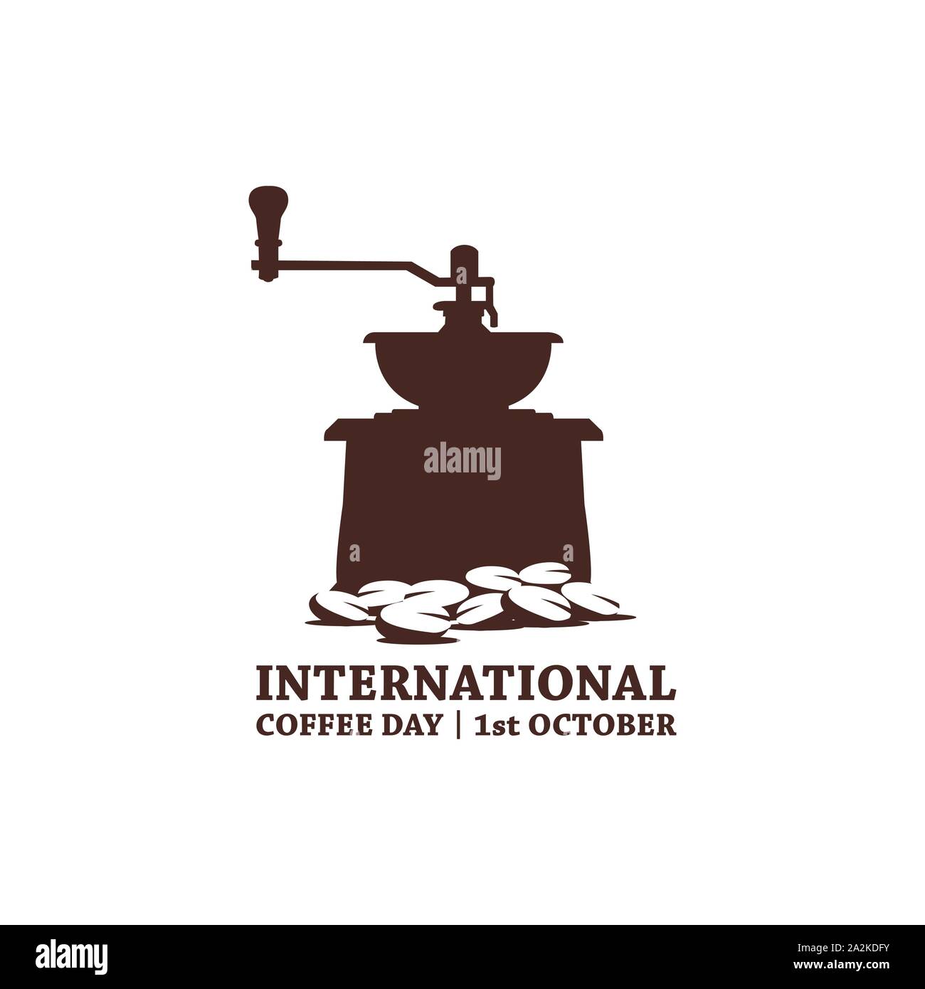 Vintage macinino da caffè concetto per international coffee day evento alimentare vettore illustrazione design Illustrazione Vettoriale