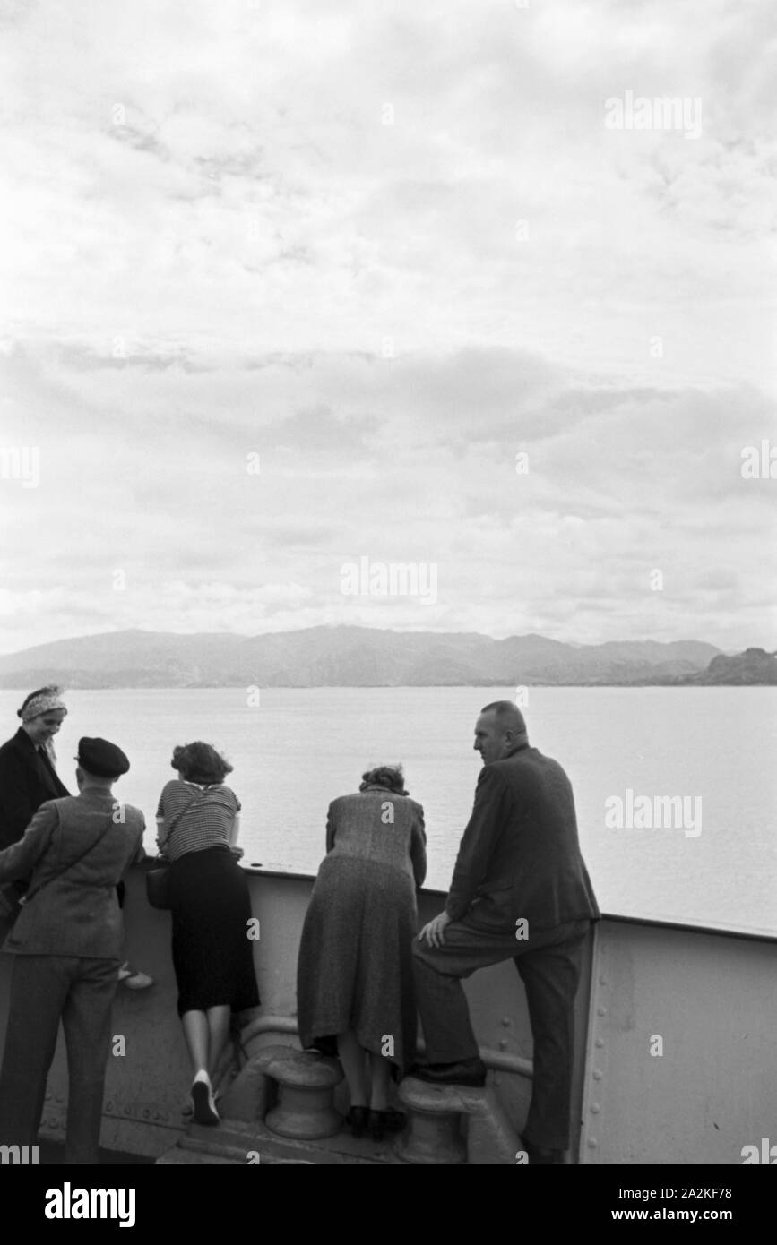 Eine Kreuzfahrt nach Norwegen; Deutsches Reich 1930er Jahre. Una crociera in Norvegia, Germania 1930s. Foto Stock