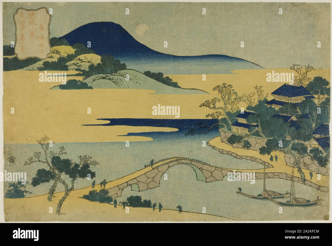 Sera Luna Izumizaki (Izumizaki yagetsu), dalla serie di otto viste delle isole Ryukyu (Ryukyu hakkei), c. 1832, Katsushika Hokusai 葛飾 北斎, Giapponese, 1760-1849, Giappone, Color woodblock print Foto Stock