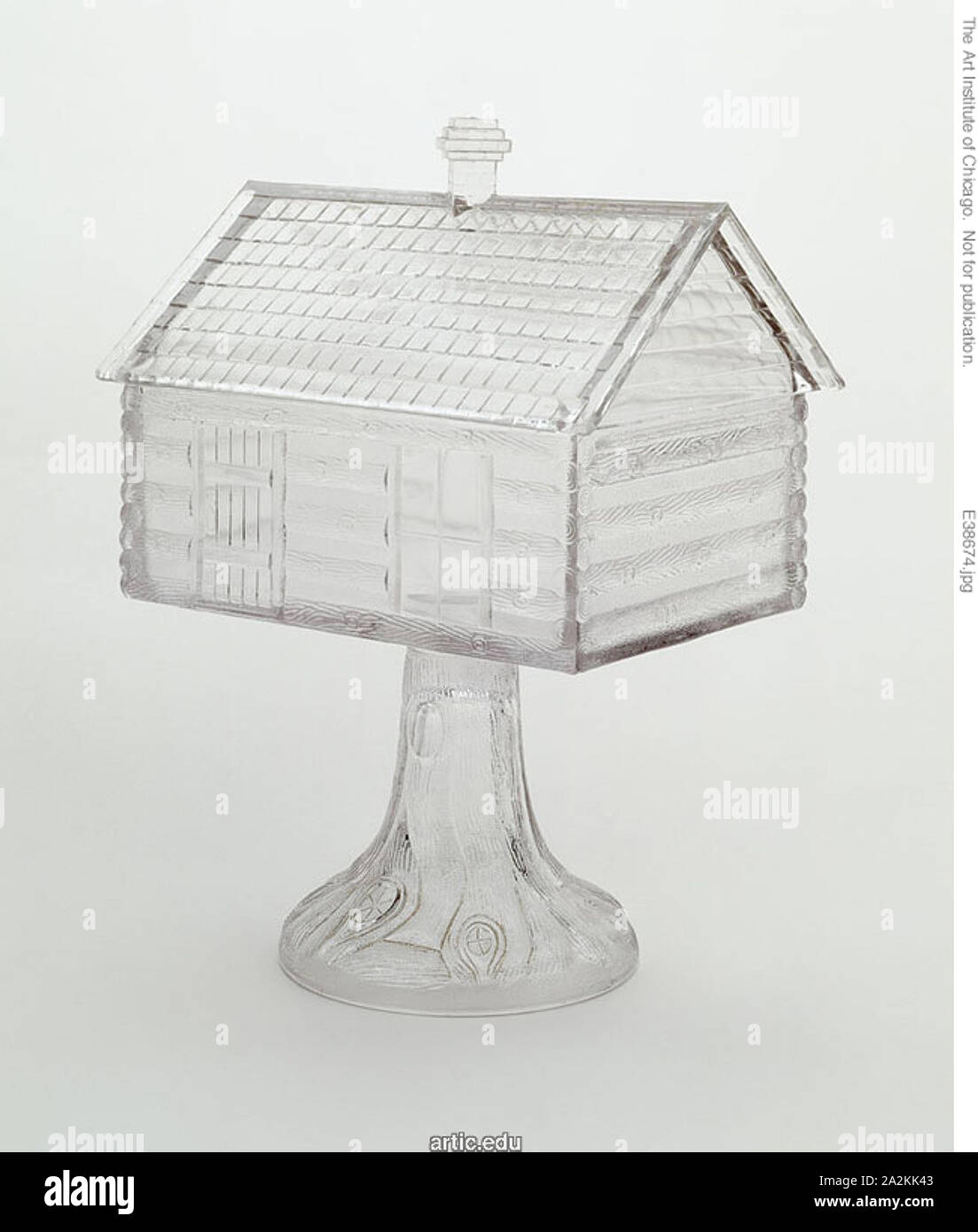 Medium ricoperte composta in Log Cabin Pattern sul piedistallo, 1875/96, Central Glass Company (1867-1896), Wheeling, West Virginia, Stati Uniti, il vetro pressato Foto Stock
