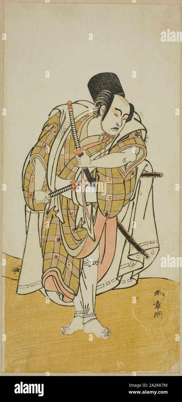 L'attore Ichikawa Yaozo II (?), fine XVIII secolo, Katsukawa Shunsho 勝川 春章, Giapponese, 1726-1792, Giappone, Color woodblock stampa, hosoban Foto Stock