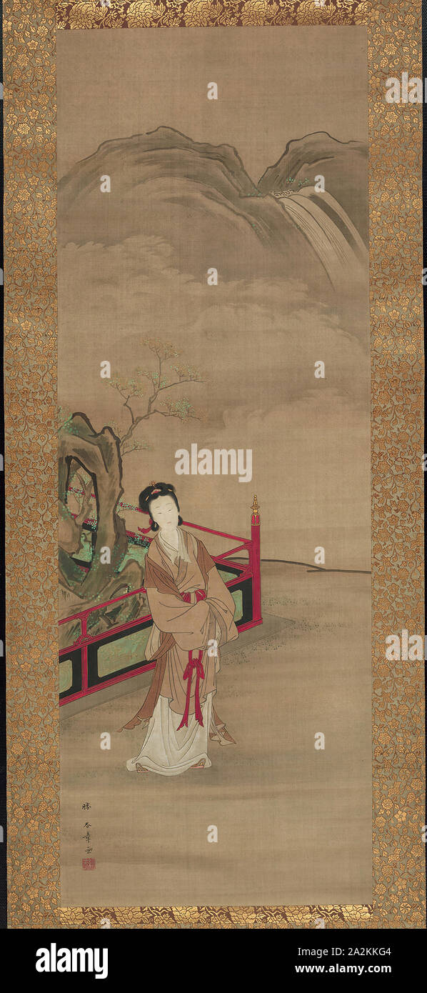 Yang Guifei, 1789-92, Katsukawa Shunshō 勝川 春章, Giapponese, 1726-1792, Giappone appesi a scorrimento, inchiostro e colori su seta, 103,2 x 36,4 cm Foto Stock