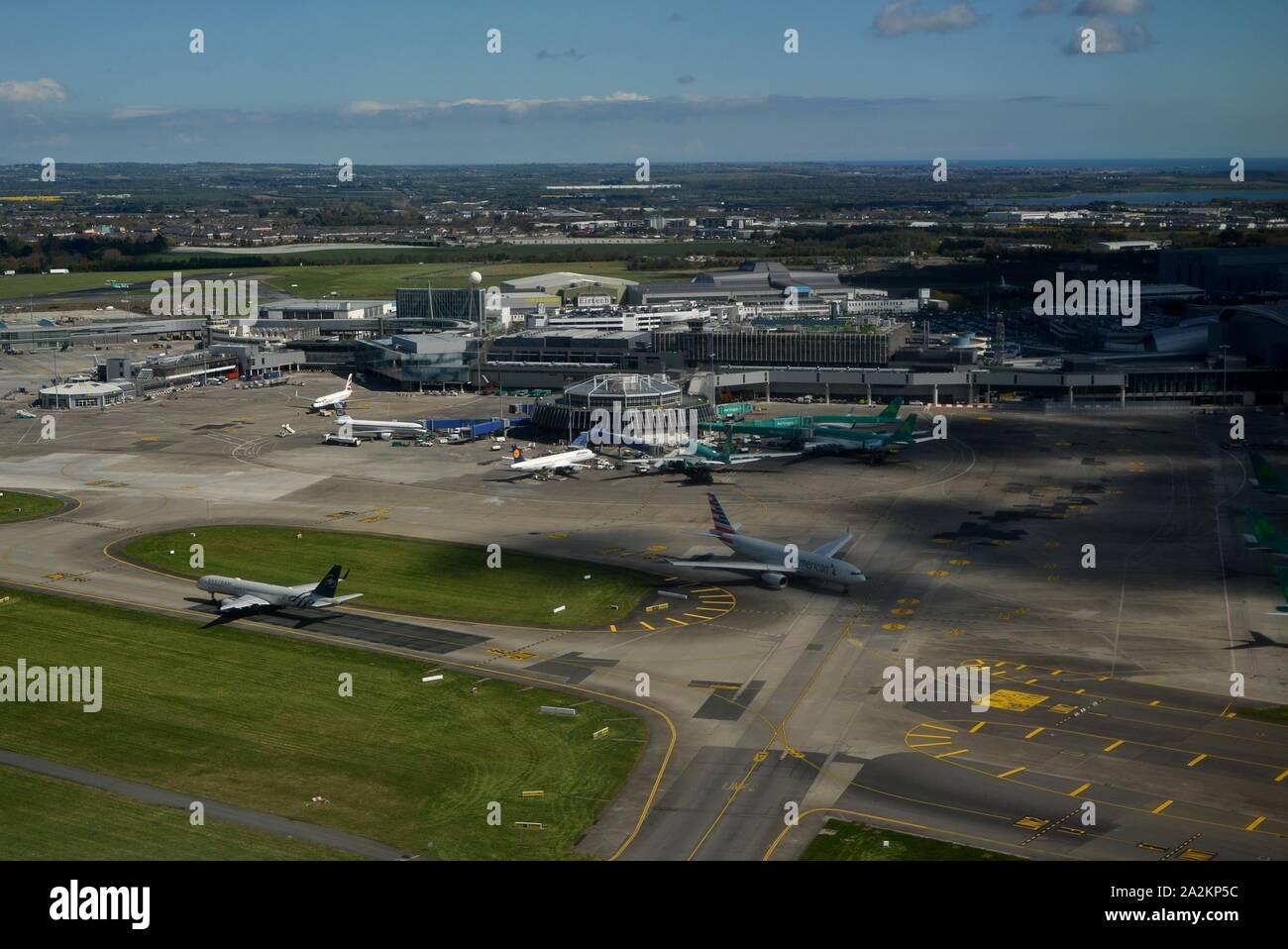 L'Irlanda, l'aeroporto di Dublino. Immagini aeree Foto Stock