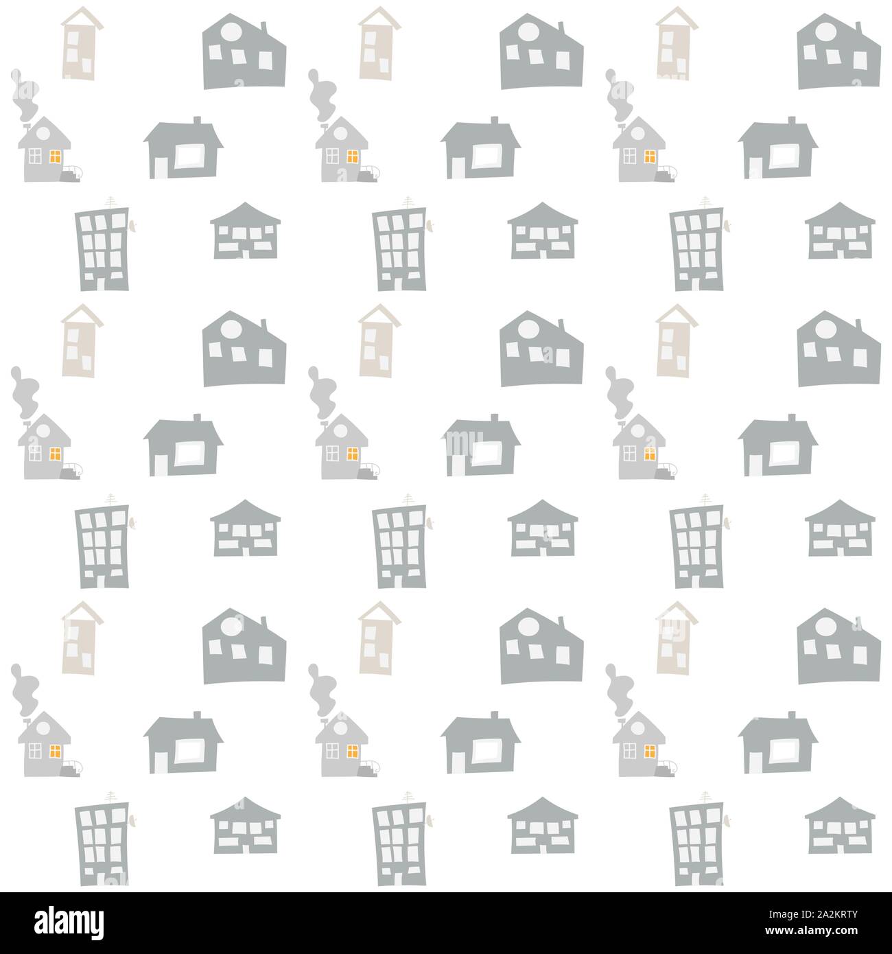 Vettore scandinavo seamless pattern con disegnati a mano doodle case. Carino il vettore bambini doodle. Sfondo per ragazzi camera, holiday tessile, web design Illustrazione Vettoriale