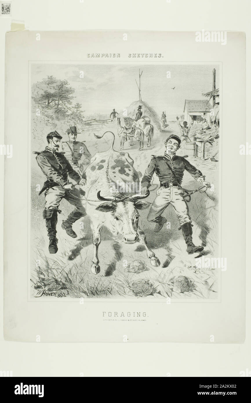 Schizzi di campagna: rovistando, 1863, Winslow Homer, americano, 1836-1910, Stati Uniti, Tint litografia su avorio pesante carta intessuta, 357 x 280 mm Foto Stock