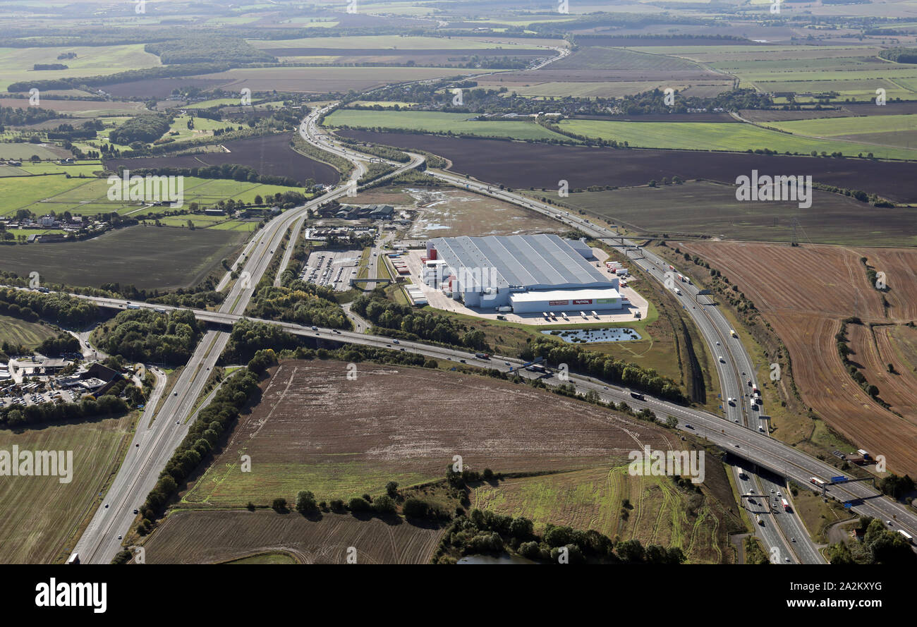 Vista aerea della Tk Maxx Centro di distribuzione, Knottingley, West Yorkshire, Regno Unito Foto Stock