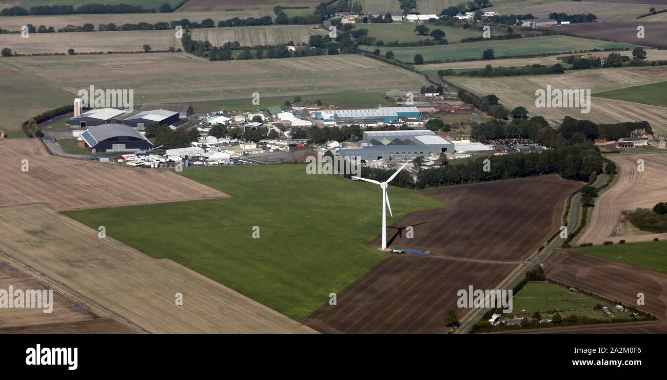 Vista aerea di Skiff Lane Industrial Estate, vicino a Holme su Spalding Moor, York, Regno Unito Foto Stock