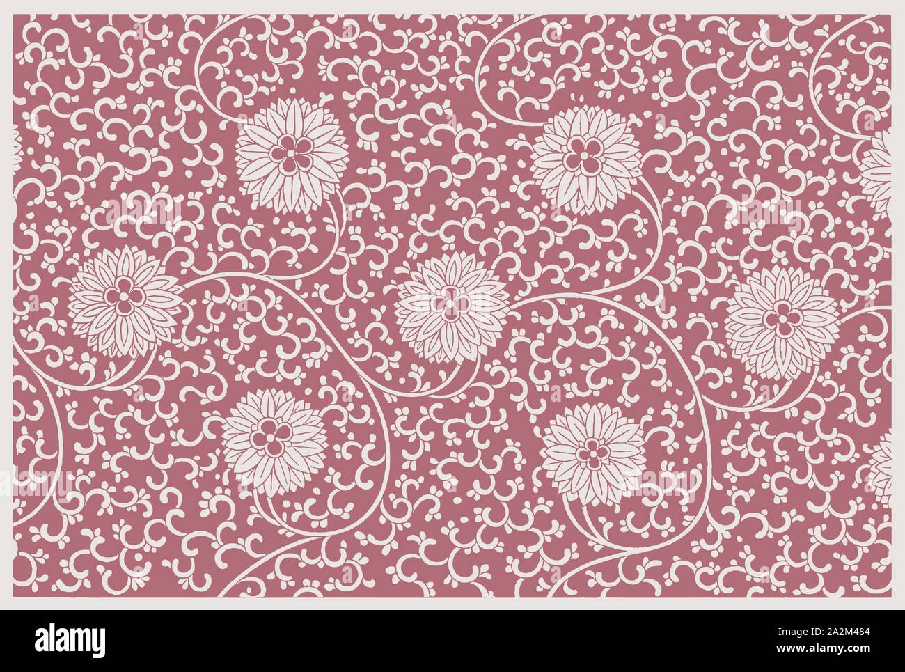 Cinese storico disegnati a mano con motivi floreali ornamentali pattern. Illustrazione al buio su un sfondo rosa dopo un XIX secolo incisione. Modificabile in strati Illustrazione Vettoriale