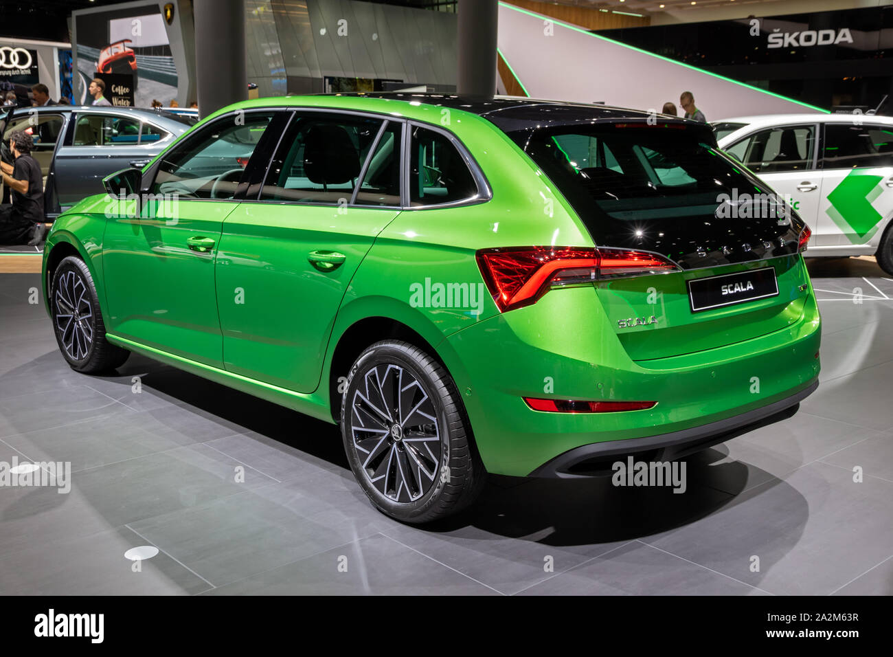 Francoforte, Germania - Sep 11, 2019: nuova Skoda auto scala presentato al salone di Francoforte IAA Motor Show 2019. Foto Stock