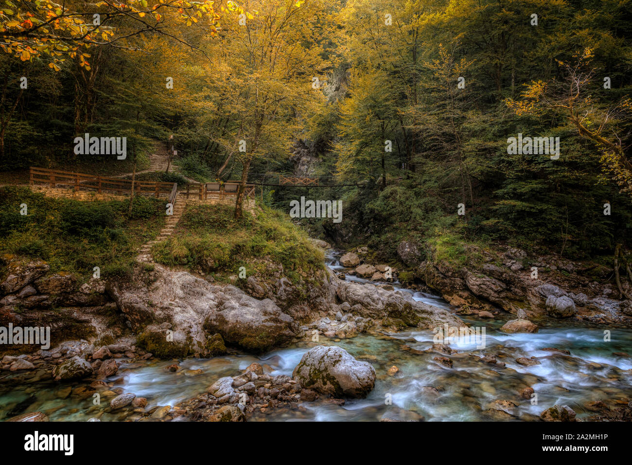 Tolmin Gorge, il Parco Nazionale del Triglav, Slovenia, Europa Foto Stock